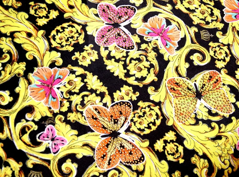 Riesiges XXL Luxus Barock Kissen "Flowers & Butterflies" Pompöös by Casa Padrino von Harald Glööckler 80 x 80 cm mit funkelnden Glitzersteinen