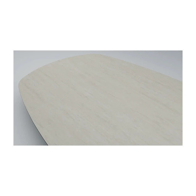 Melamine eettafel Soft Moon Grey - Plat-Ovaal - Half cone eiken onderstel - Japandi