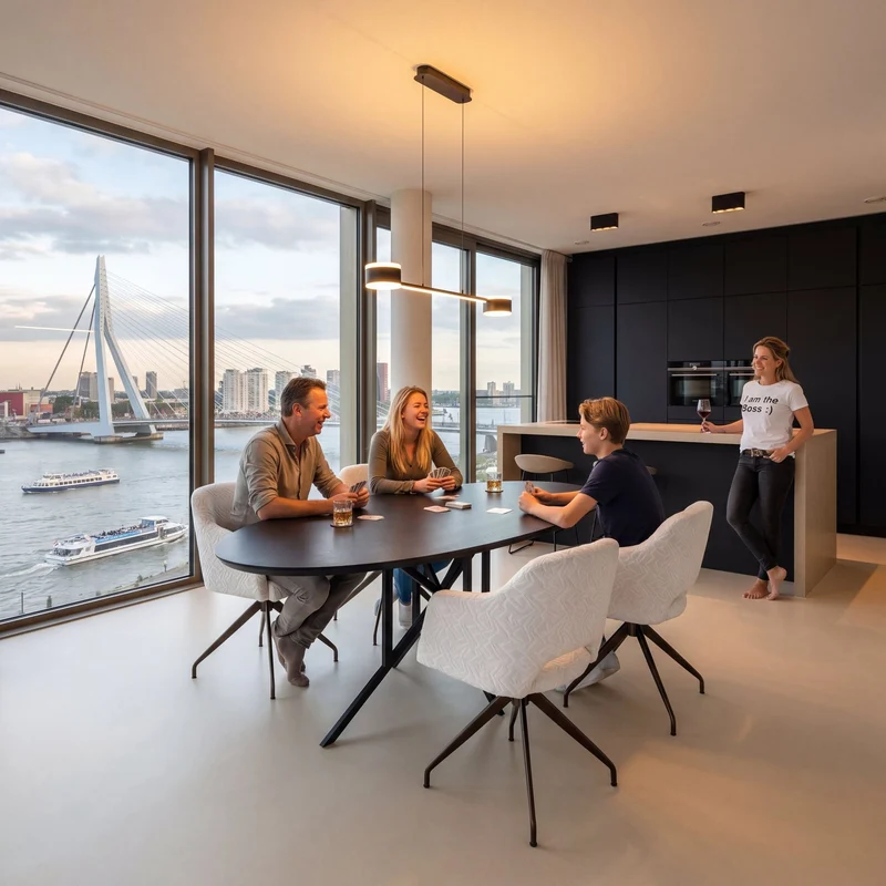 Melamine eettafel Black Oak - Kiezel A - Matrix Thin onderstel metaal