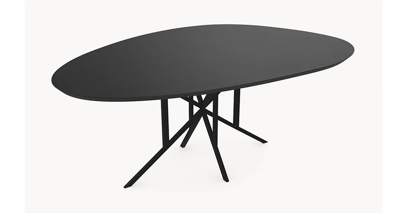 Melamine eettafel Black Oak - Kiezel A - Matrix Thin onderstel metaal