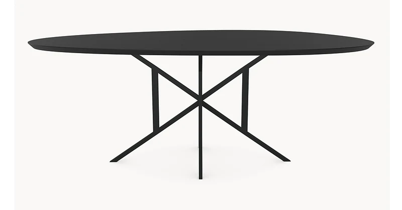 Melamine eettafel Black Oak - Kiezel A - Matrix Thin onderstel metaal