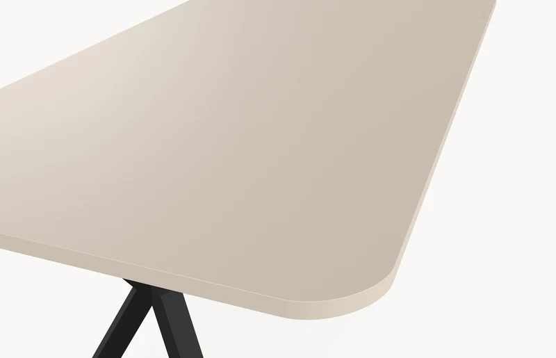 Melamine eettafel Oatmeal Beige - Recht Radius - AX onderstel metaal