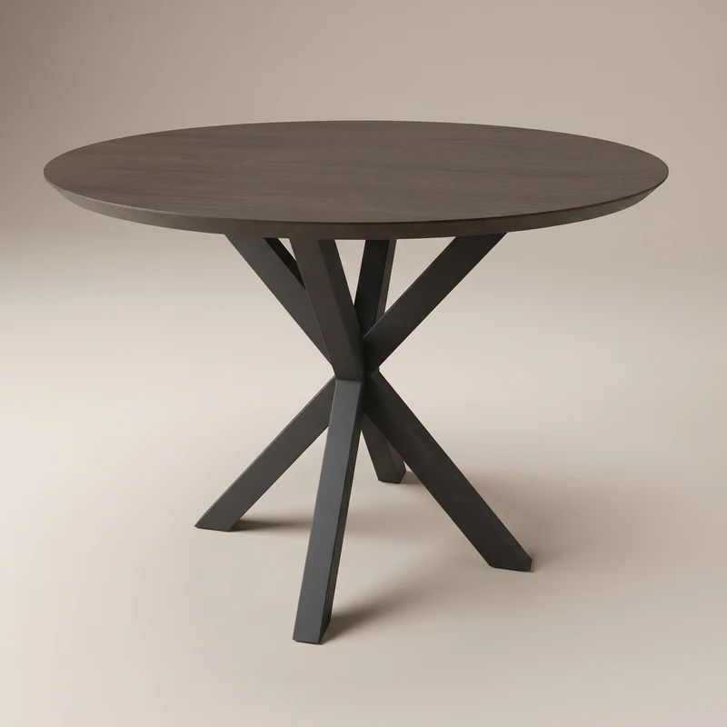 Melamine eettafel Casella Oak Chestnut Brown - Rond - Matrix metaal