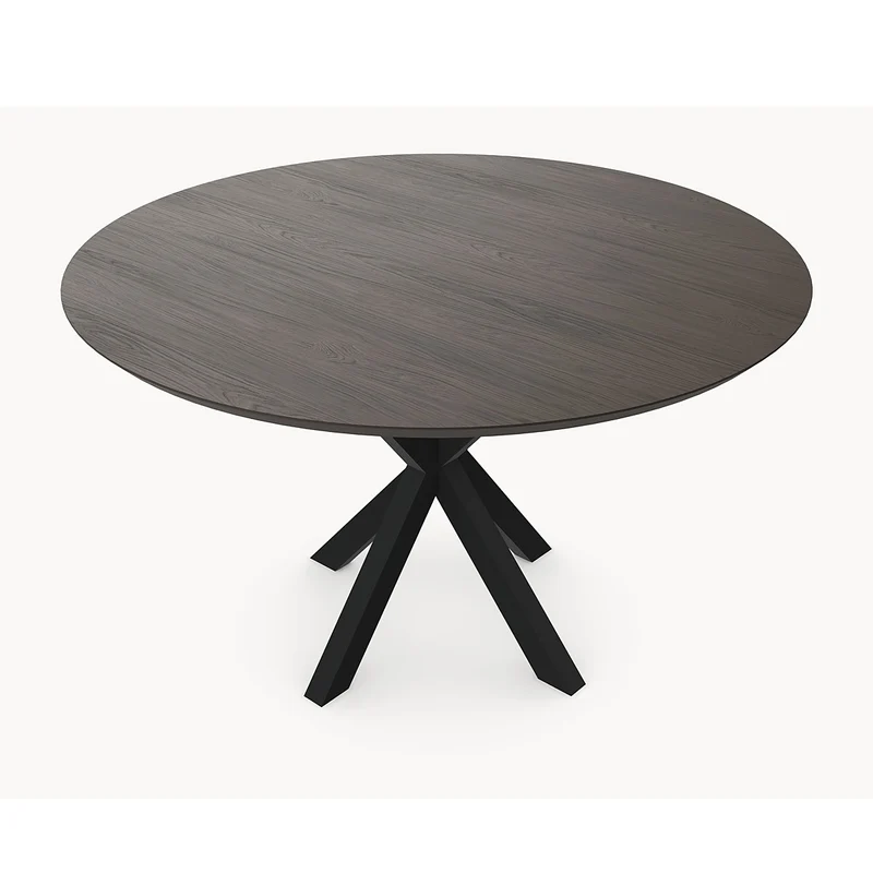 Melamine eettafel Casella Oak Chestnut Brown - Rond - Matrix metaal