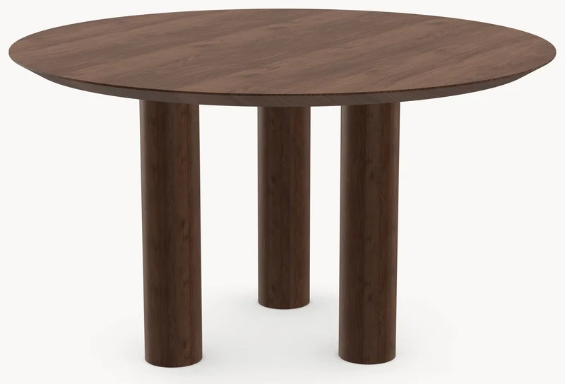 Walnoot houten eettafel - Rond - Pole walnoot onderstel