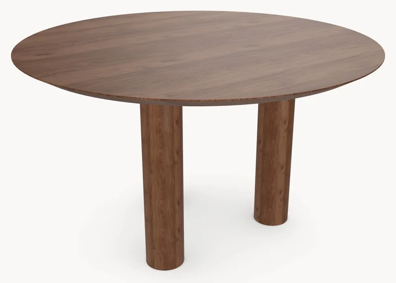 Walnoot houten eettafel - Rond - Pole walnoot onderstel