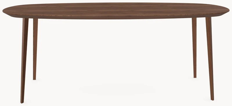 Walnoot eettafel - Deens Recht - Triangle walnoot onderstel