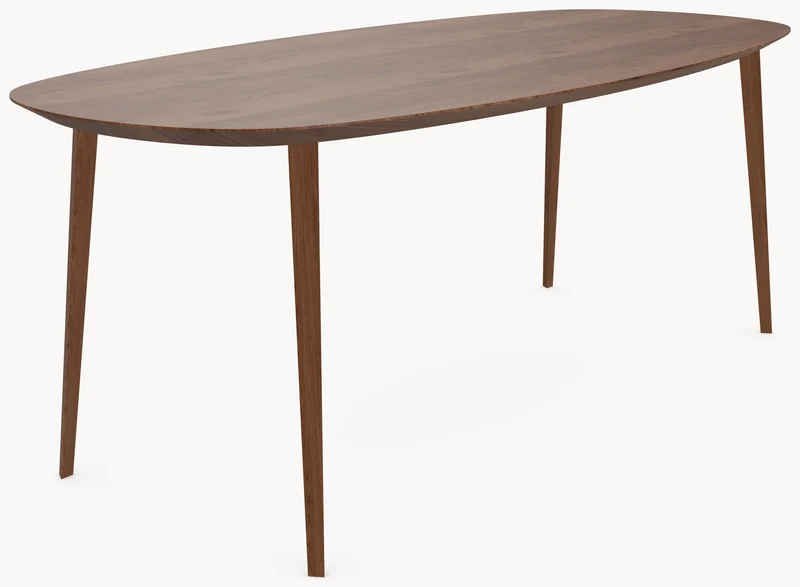 Walnoot eettafel - Deens Recht - Triangle walnoot onderstel