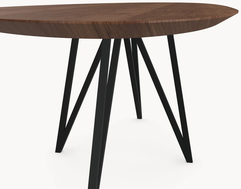 Walnoot eettafel - Kiezel B - Spikes metaal