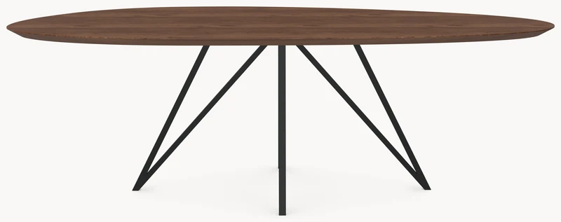 Walnoot eettafel - Kiezel B - Spikes metaal