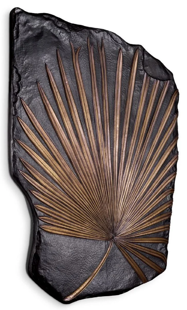 Casa Padrino Luxus Wanddeko Objekt Palmenblatt Bronze / Vintage Messing 122 x 5,5 x H. 170 cm - Wohnzimmer Deko - Hotel Deko - Deko Accessoires - Luxus Möbel - Luxus Qualität