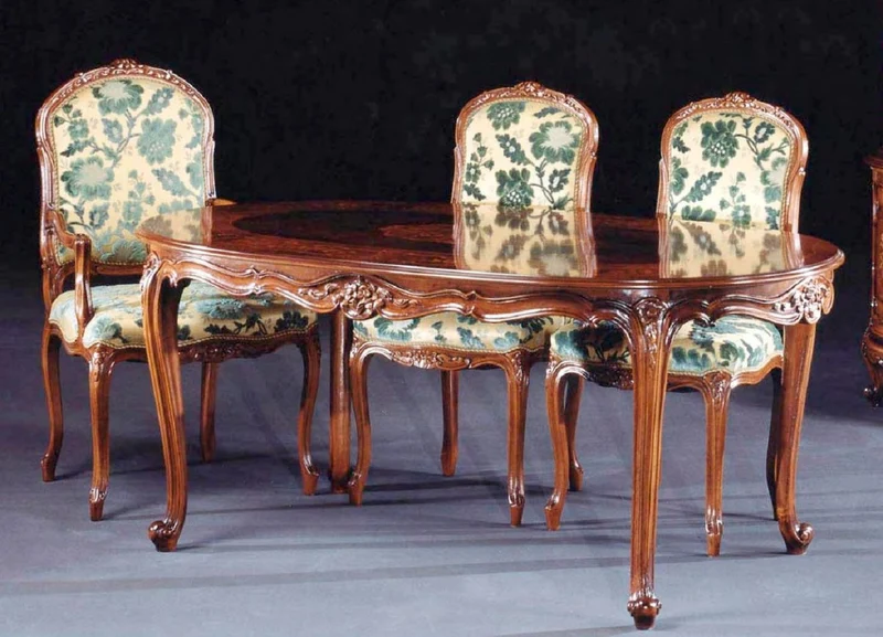 Casa Padrino Luxus Barock Esszimmer Set Creme / Grün / Braun - 1 Barock Esstisch & 6 Barock Esszimmerstühle - Luxus Esszimmer Möbel im Barockstil - Barock Möbel - Luxus Qualität - Made in Italy