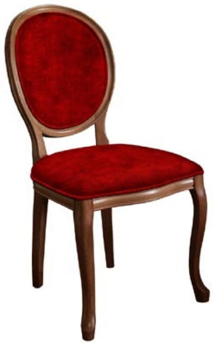 Casa Padrino Barock Esszimmerstuhl Set Bordeauxrot / Braun - 6 Handgefertigte Küchen Stühle im Barockstil - Barock Esszimmer Möbel