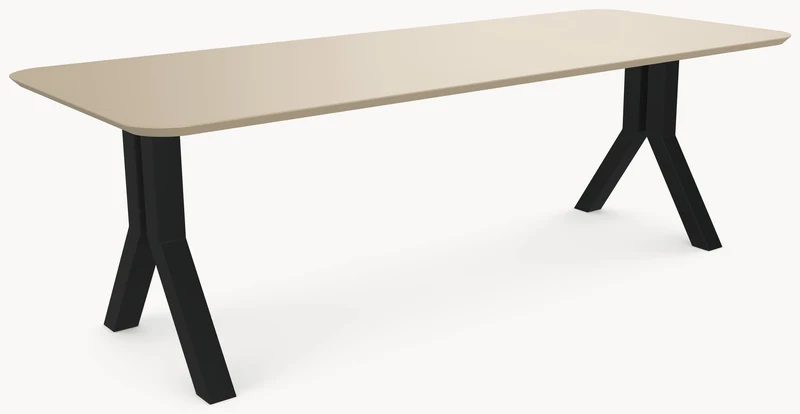 Melamine eettafel Mojave - Recht Radius vorm - Y onderstel metaal