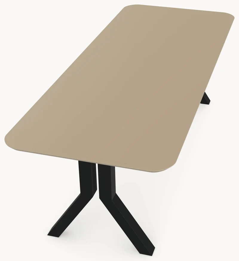 Melamine eettafel Mojave - Recht Radius vorm - Y onderstel metaal