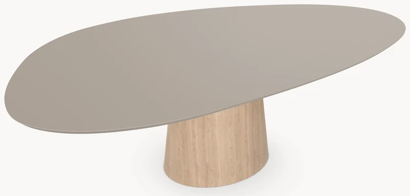 Fenix Beige Arizona eettafel - Kiezel B - Cone onderstel eiken - Japandi