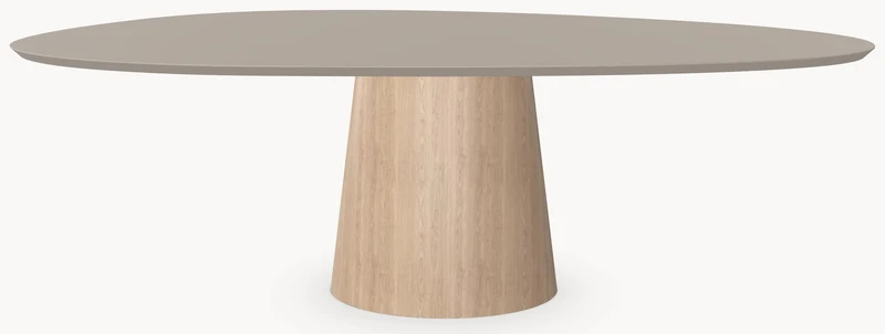 Fenix Beige Arizona eettafel - Kiezel B - Cone onderstel eiken - Japandi