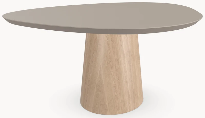 Fenix Beige Arizona eettafel - Kiezel B - Cone onderstel eiken - Japandi