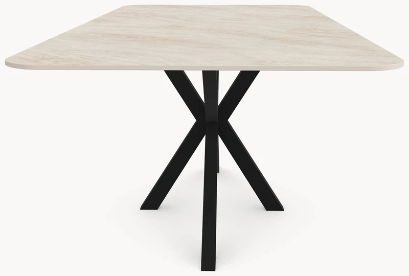 Keramiek eettafel Taj Mahal - Recht Radius - Matrix metaal