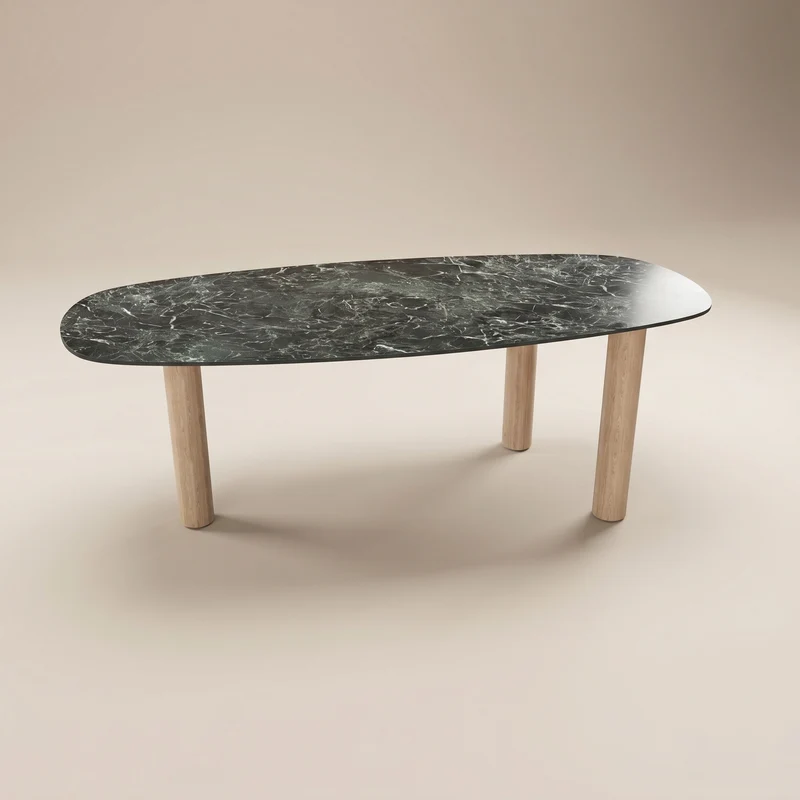 Keramiek eettafel Verde France - Deens Recht - Pole eiken
