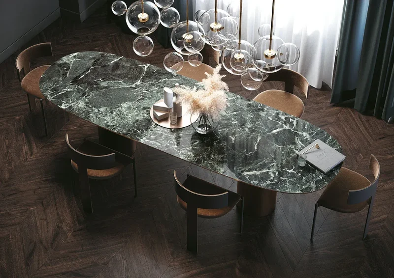 Keramiek eettafel Verde France - Deens Recht - Pole eiken