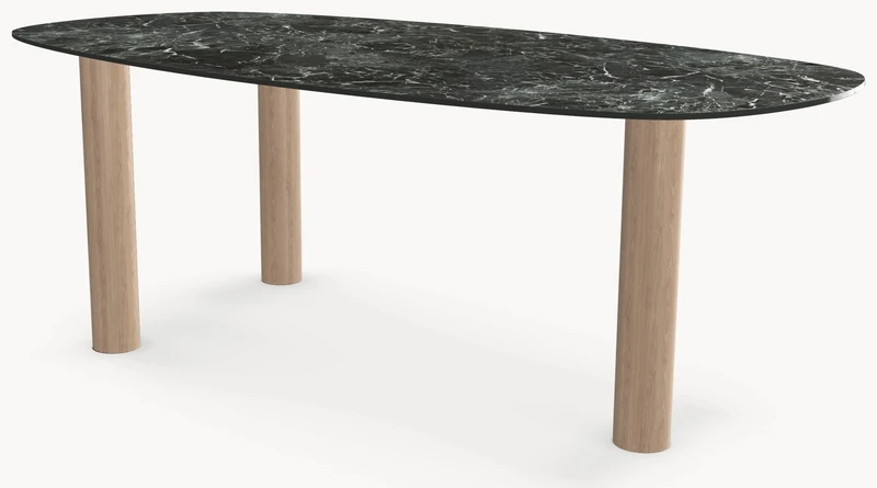 Keramiek eettafel Verde France - Deens Recht - Pole eiken