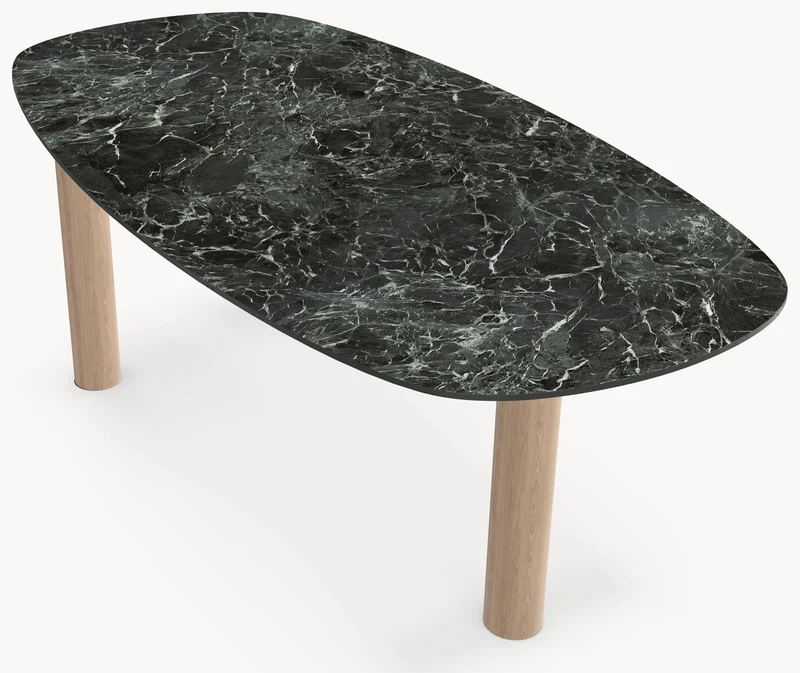 Keramiek eettafel Verde France - Deens Recht - Pole eiken