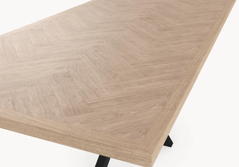 Visgraat eiken eettafel - Recht - Matrix onderstel
