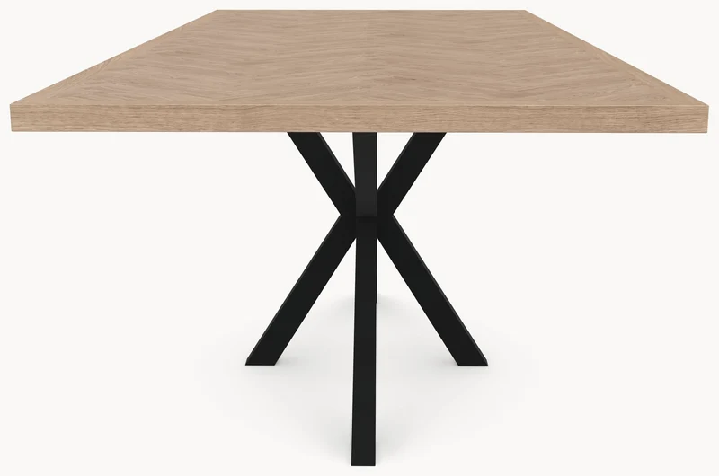 Visgraat eiken eettafel - Recht - Matrix onderstel
