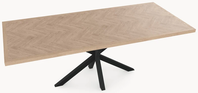 Visgraat eiken eettafel - Recht - Matrix onderstel