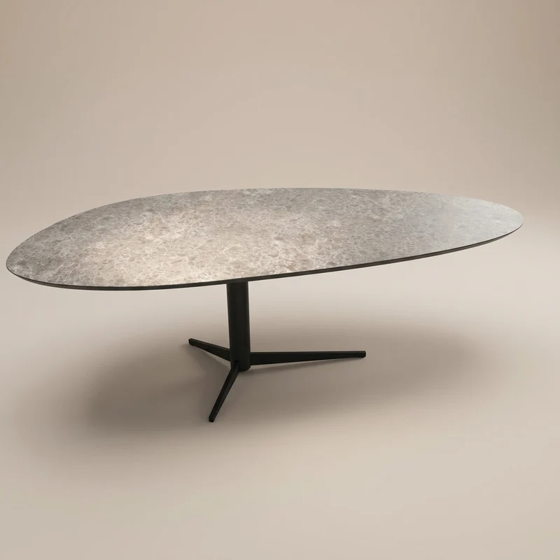 Melamine eettafel Siena Grey Marble - Kiezel B - Trios onderstel metaal