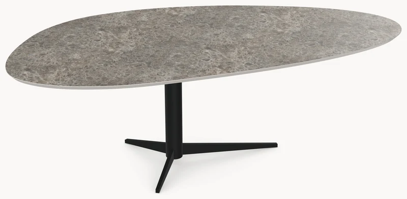 Melamine eettafel Siena Grey Marble - Kiezel B - Trios onderstel metaal