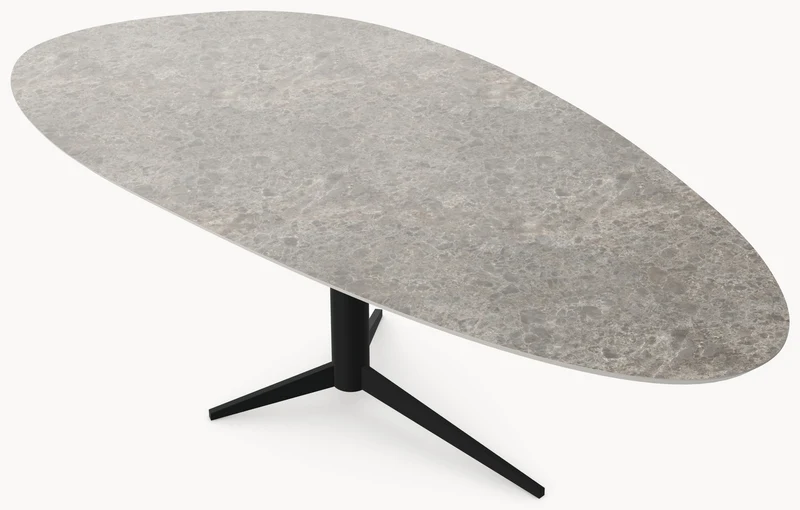 Melamine eettafel Siena Grey Marble - Kiezel B - Trios onderstel metaal
