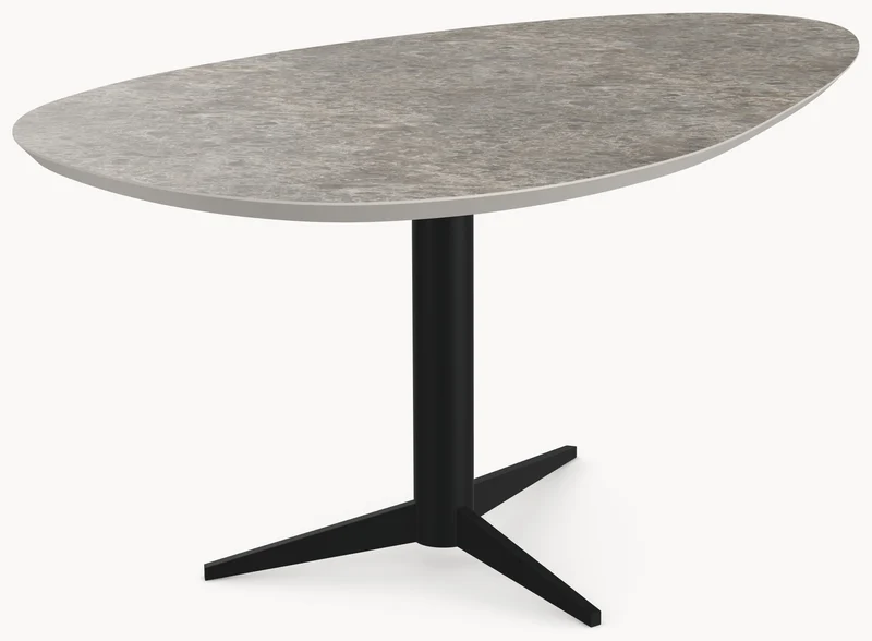 Melamine eettafel Siena Grey Marble - Kiezel B - Trios onderstel metaal