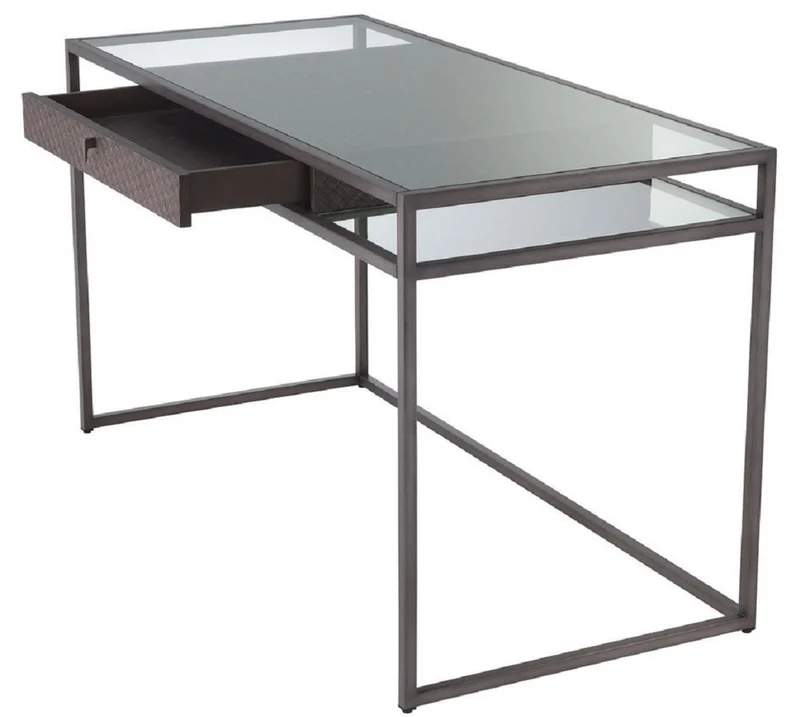 Casa Padrino Luxus Schreibtisch mit Schublade Bronze 135 x 60 x H. 75,5 cm - Luxus Qualität - Luxus Büromöbel