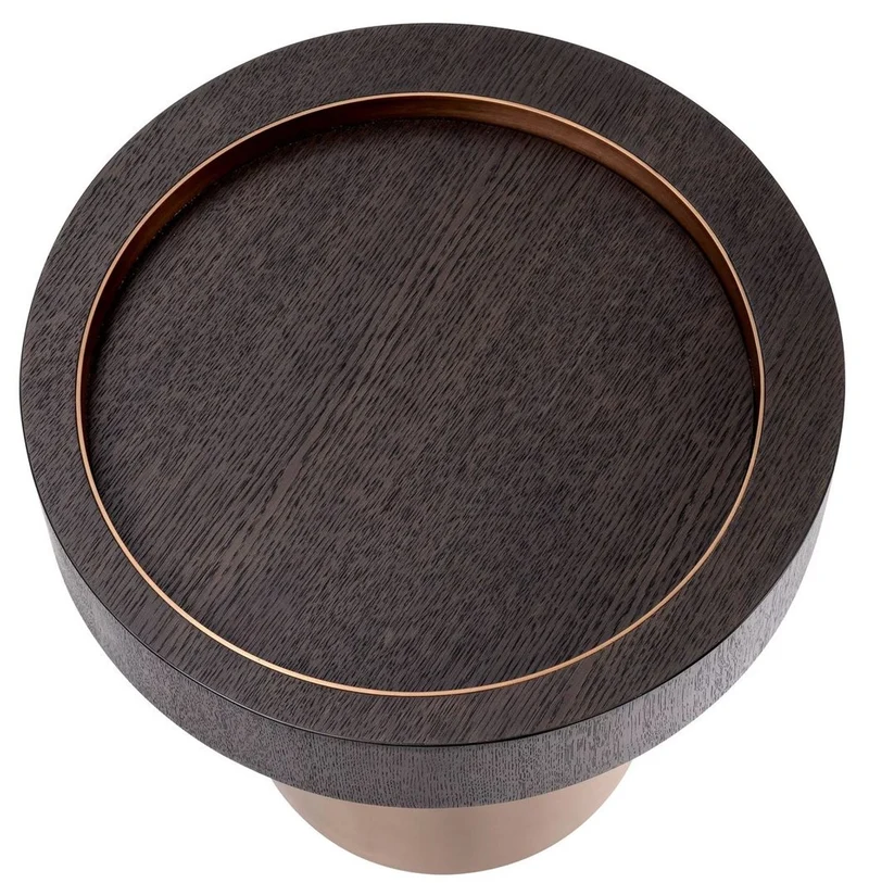 Casa Padrino Luxus Beistelltisch Mokka / Messing Ø 50 x H. 50,5 cm - Runder Wohnzimmer Tisch - Wohnzimmer Möbel - Luxus Möbel - Luxus Einrichtung - Wohnzimmer Einrichtung