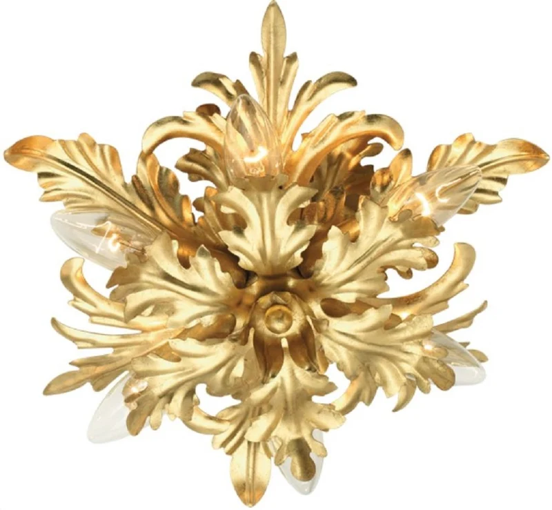 Casa Padrino Luxus Barock Deckenleuchte Gold Ø 35 x H. 13 cm - Barock Wohnzimmer Deckenleuchte - Barock Hotel Deckenleuchte - Barock Möbel