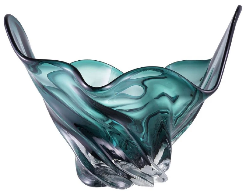 Casa Padrino Luxus Schüssel Grün 42 x 27 x H. 25 cm - Moderne Deko Schüssel aus mundgeblasenem Glas - Deko Accessoires - Luxus Qualität