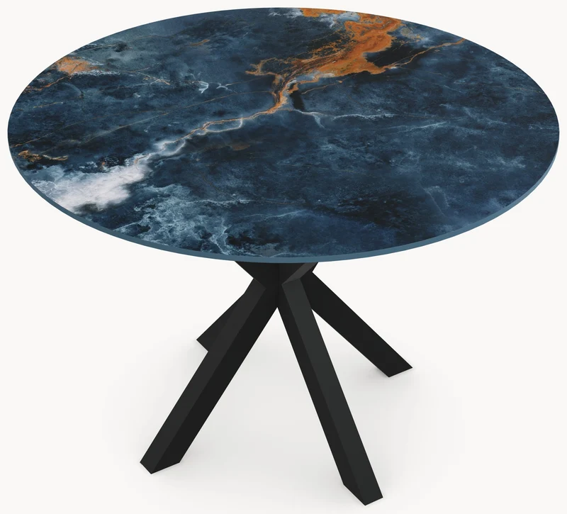Keramiek Ocean Blue eettafel - Rond - Matrix onderstel