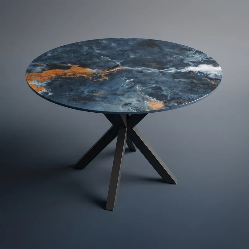 Keramiek Ocean Blue eettafel - Rond - Matrix onderstel