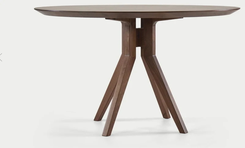 Walnoot houten eettafel - Rond - Amea walnoot onderstel