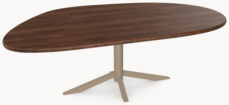 Walnoot eettafel - Organisch B - Quattro onderstel metaal