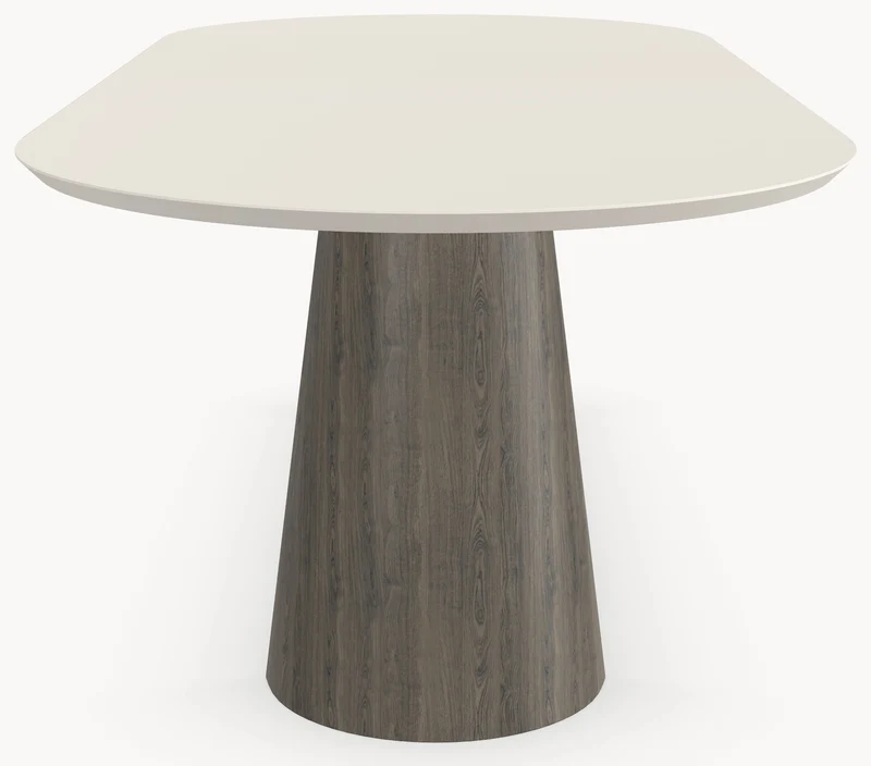 HPL eettafel Seashell - Plat Ovaal - 2 Halfcones eiken - Japandi