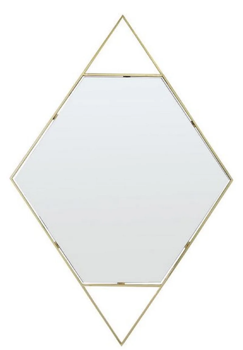 Casa Padrino Designer Wandspiegel Gold 81 x H. 119 cm - Edelstahl Spiegel in Form eines Diamanten - Designermöbel