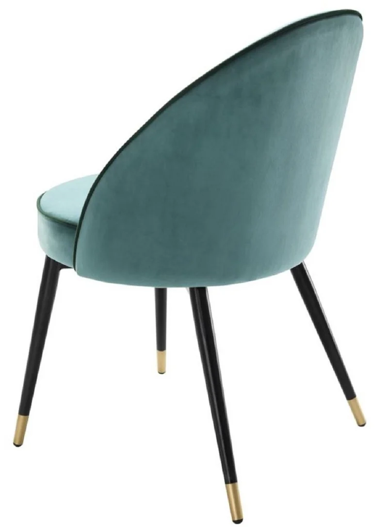 Casa Padrino Luxus Esszimmerstuhl Set Türkis / Schwarz / Messing 55 x 64 x H. 83 cm - Esszimmermöbel - Luxus Kollektion