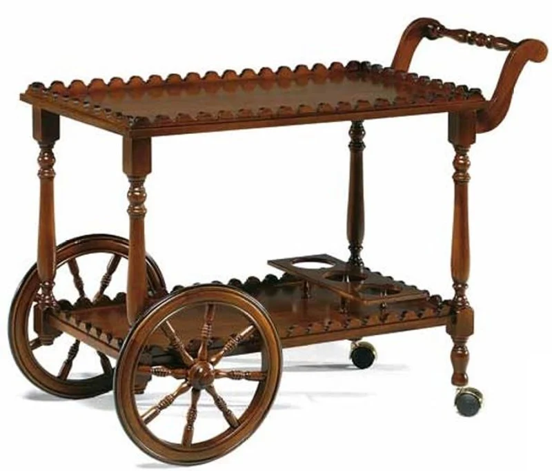 Casa Padrino Luxus Barock Servierwagen Braun 91 x 44 x H. 71 cm - Edler Massivholz Trolley - Barock Gastronomie Accessoires