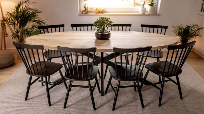 Eiken eettafel - Ovaal - Sol Double metaal