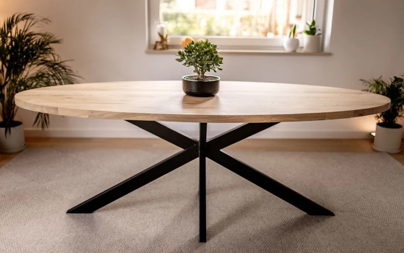 Eiken eettafel - Ovaal - Sol Double metaal