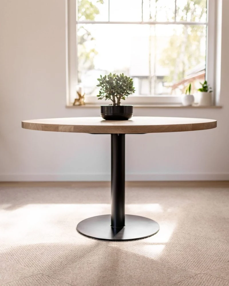 Eiken eettafel - Rond - Sol Metaal