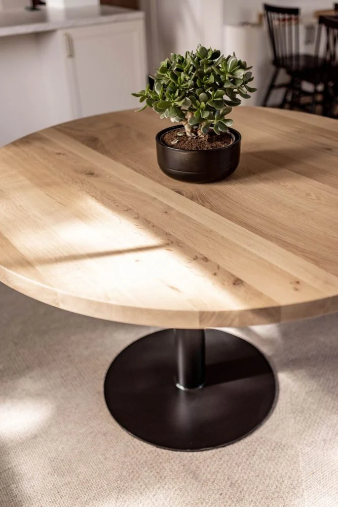 Eiken eettafel - Rond - Sol Metaal